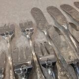 12 forks and 12 fish knives, silver-plated metal, Apollo Empire