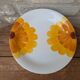 Vintage round serving dish with yellow flowers, Ironstone, 1970s, Italy.
