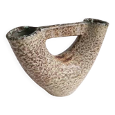 Vase sculptural double col en grès - poterie du grand chêne, vallauris