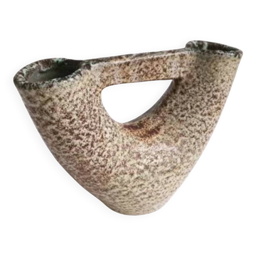 Vase sculptural double col en grès - poterie du grand chêne, vallauris