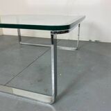 Table basse moderniste suisse en chrome, acier et verre de Strässle, années 1970