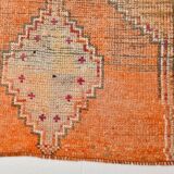 Pumpkin Orange & Pink Vintage Runner Rug, Anatolian Turkish Flatweave