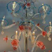 Grand lustre vénitien en verre de Murano multicolore,vers 1920