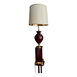 Ceramic and burgundy lacquered metal lamp