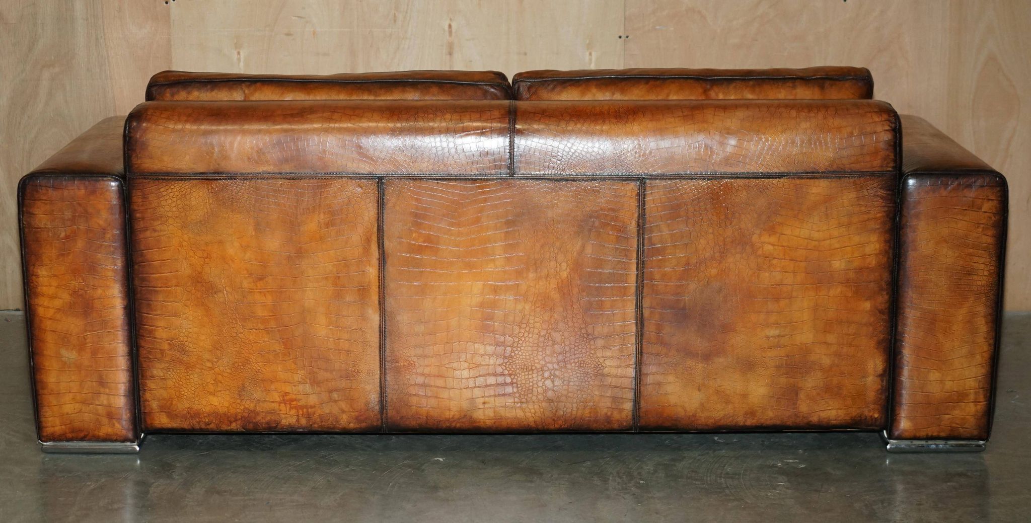 Fendi canapé in embossed crocodile leather, hand-patinated and dyed.