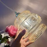 Vintage globe pendant light in amber glass