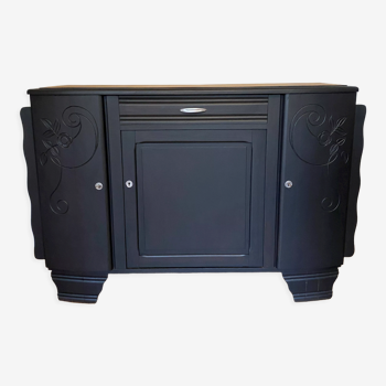 Buffet art déco bois brut & noir ultra mat