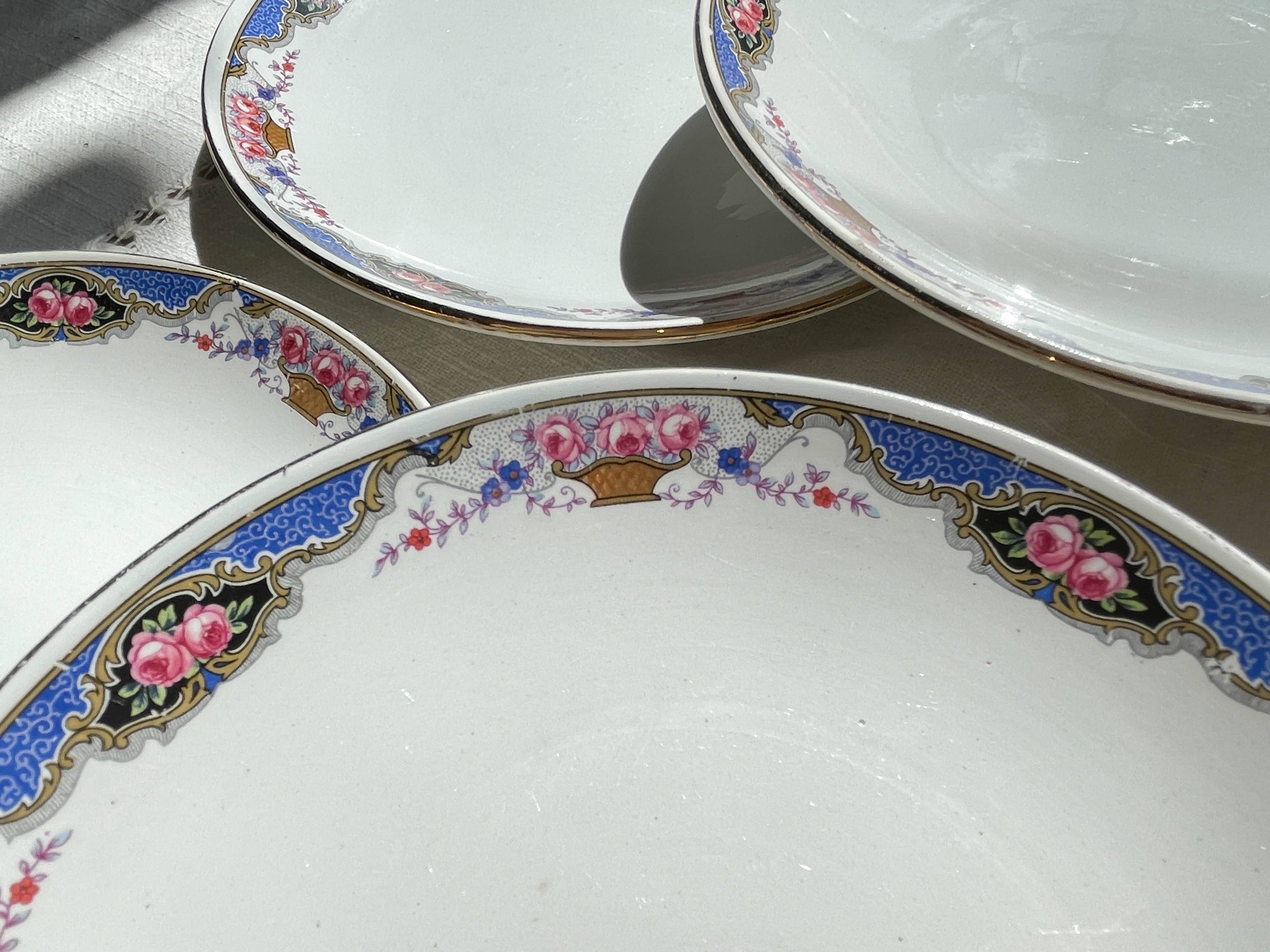 6 Small vintage French DIGOIN SARREGUEMINES flower plates 1950