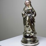 Old small virgin in polychrome 19th century glass eglomisée