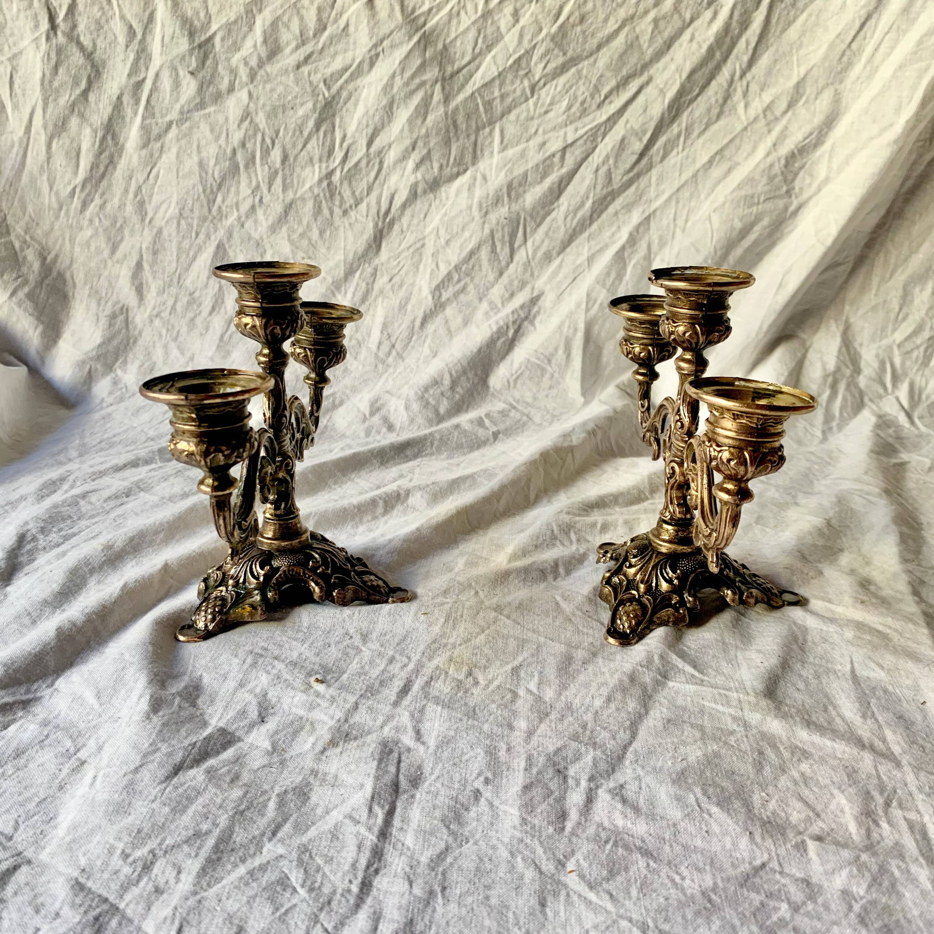 Pair of vintage brass candlesticks - Made in Italy