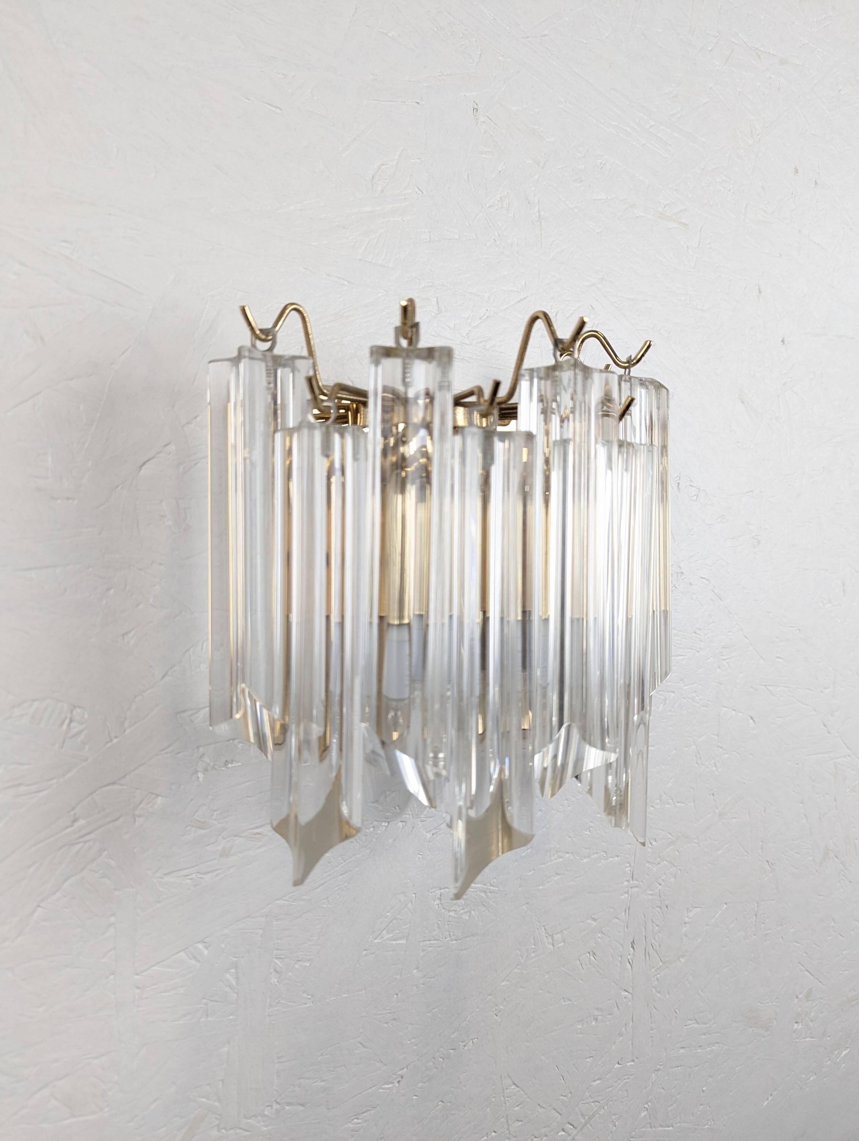 Brass and Murano wall light by Venini by Novaresi