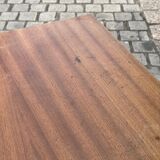 Pedestal table from the 70s, metal base and mahogany top