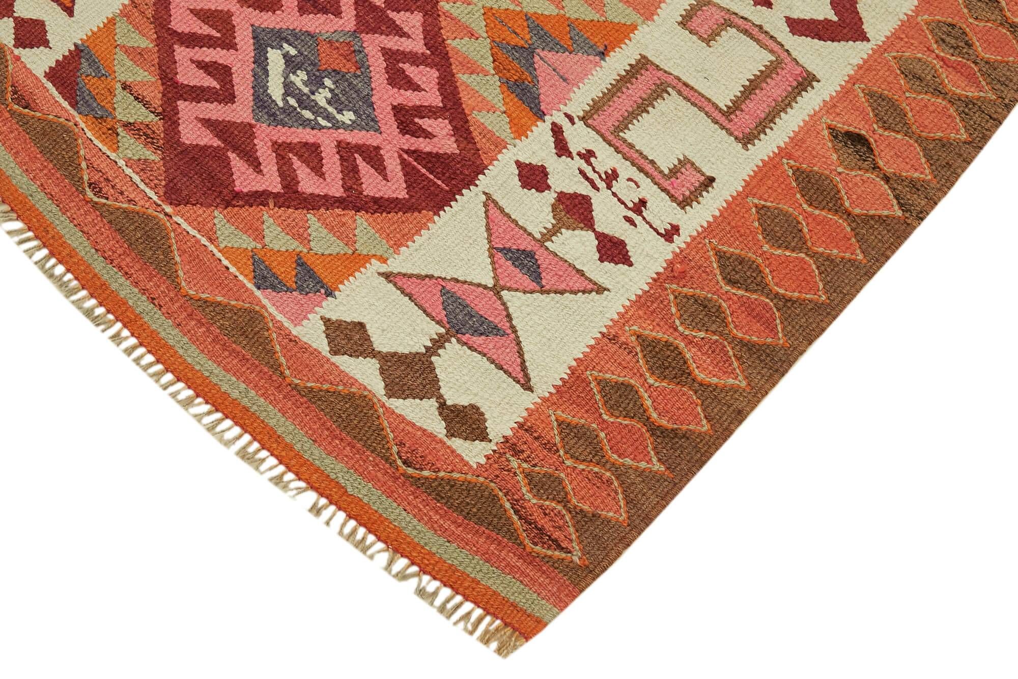 Turkish Handwoven Vintage Herki Kilim 110 cm x 318 cm