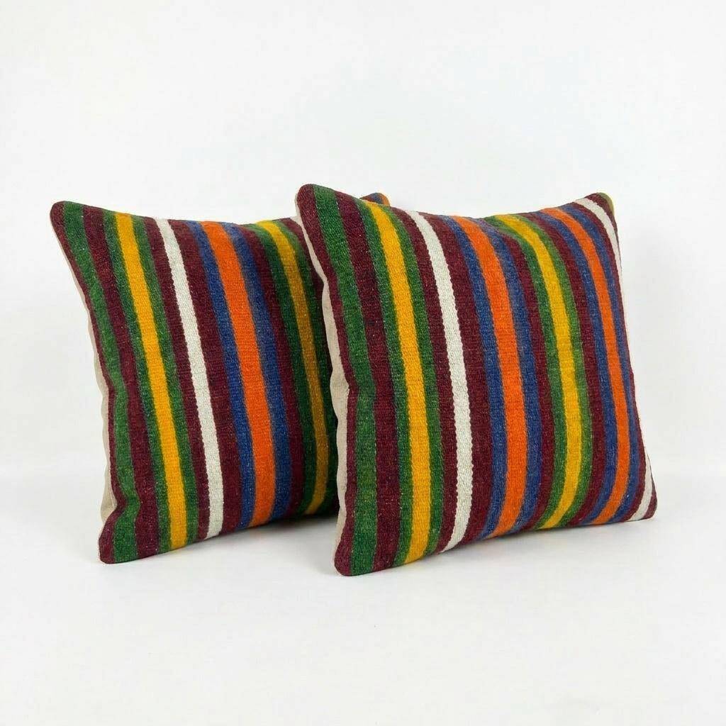 Set of 2 vintage kilim cushion covers 48x48 cm