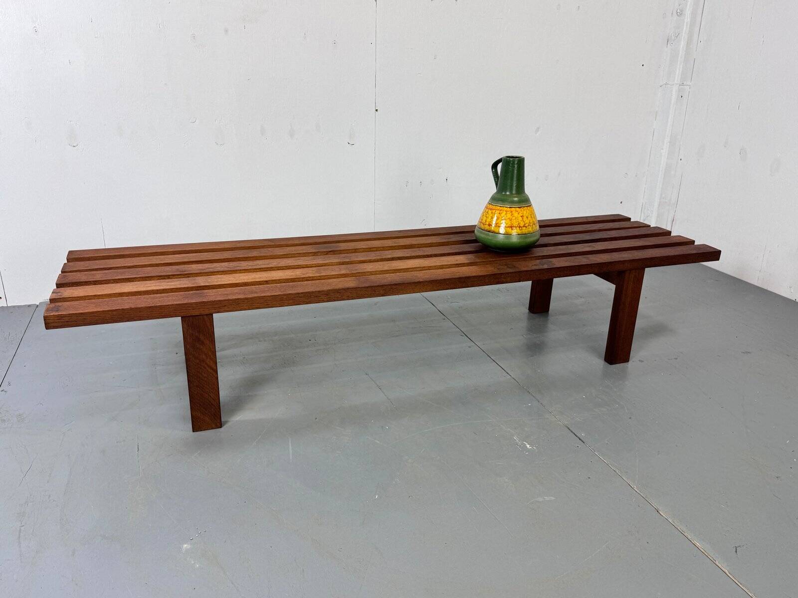 Mid-century modern brown wood slatted coffee table by Martin Visser for 't Spectrum, 1960s