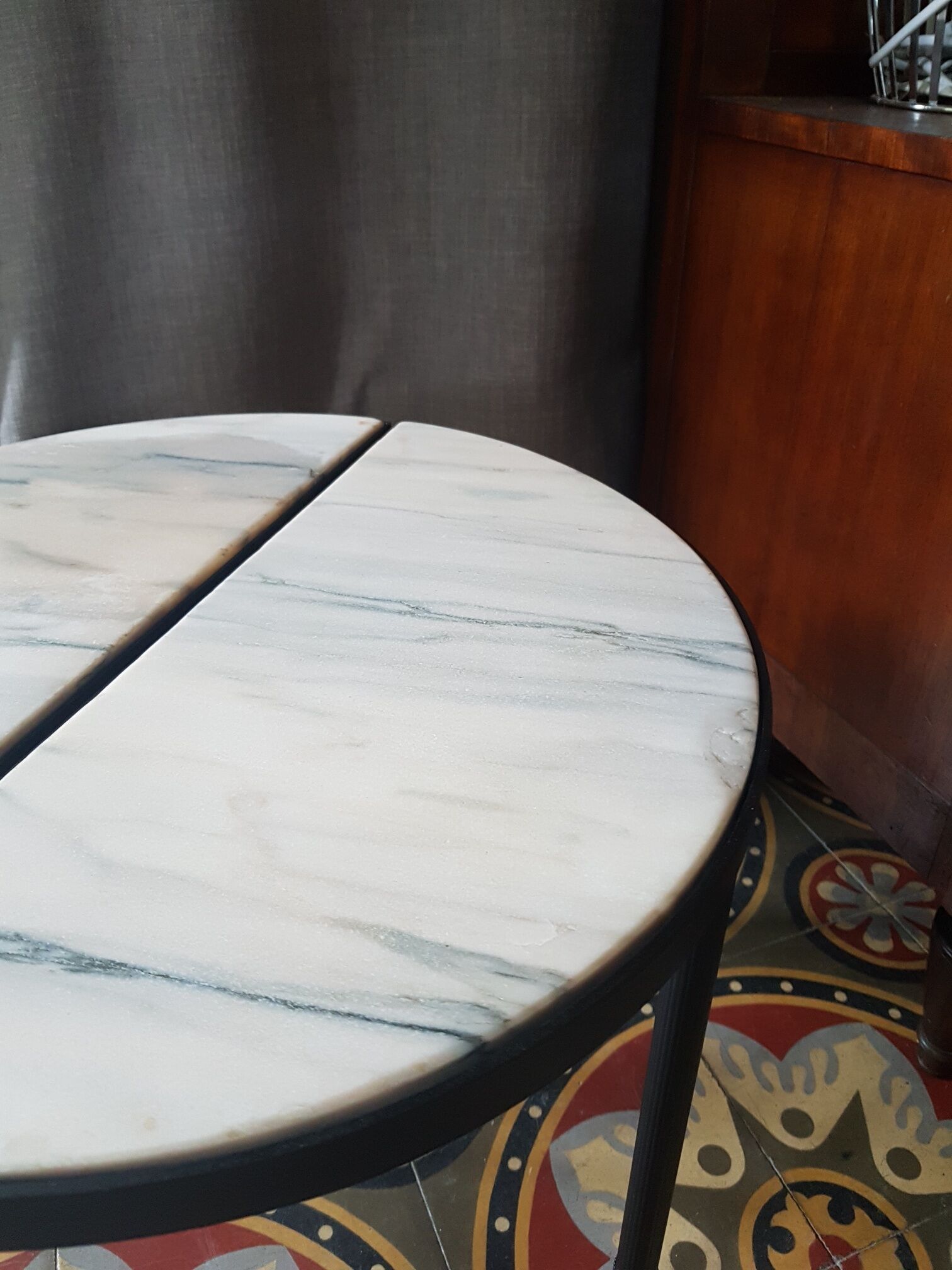 Pair of side tables half sphere marble 1970