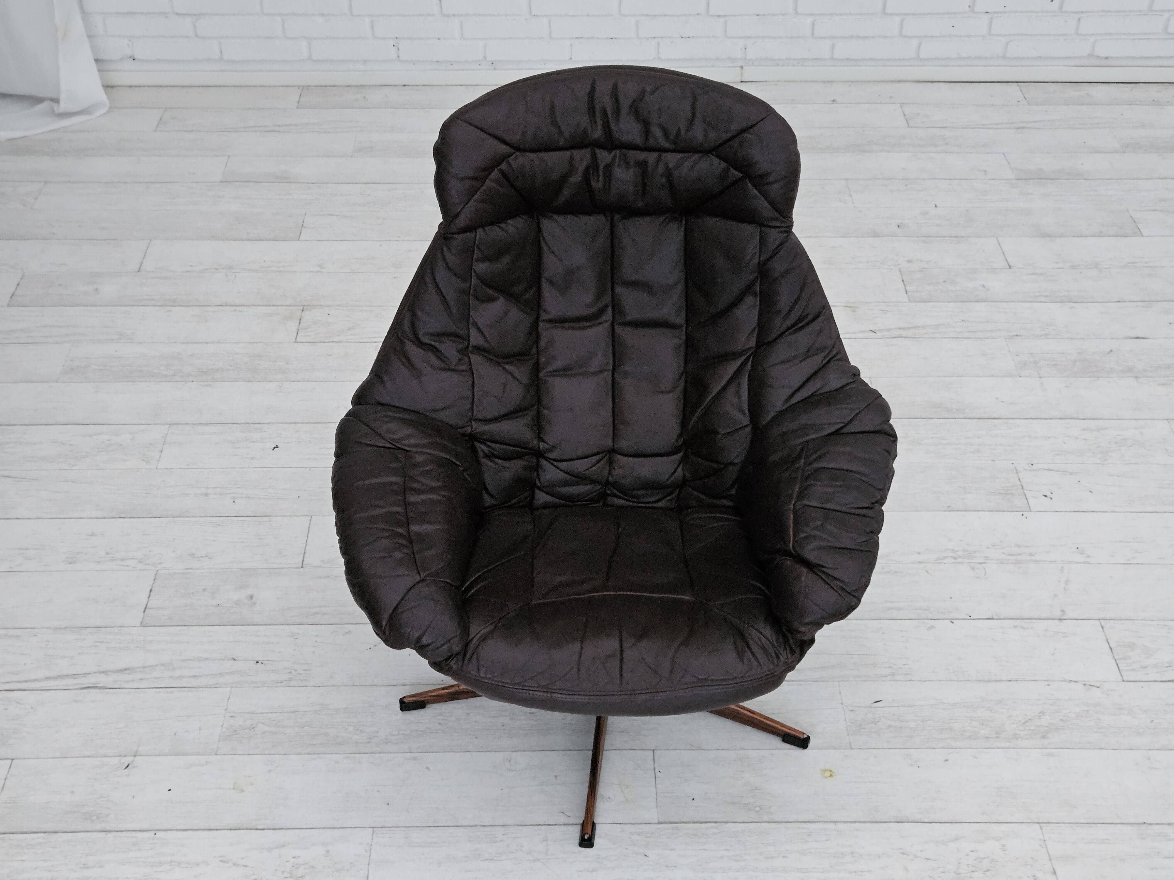 1970s, Vintage Danish leather armchair by H.W.Klein, original good condition.
