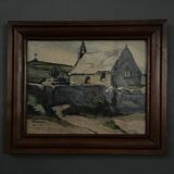 Watercolor chapel in Porspoder 1935 by E. Vasquer