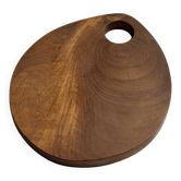 Small circular teak monoxyle cutting board with handle 22 x 13.