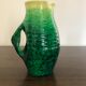 Accolay ceramic pitcher green and yellow speckled with twisted handles, 60s