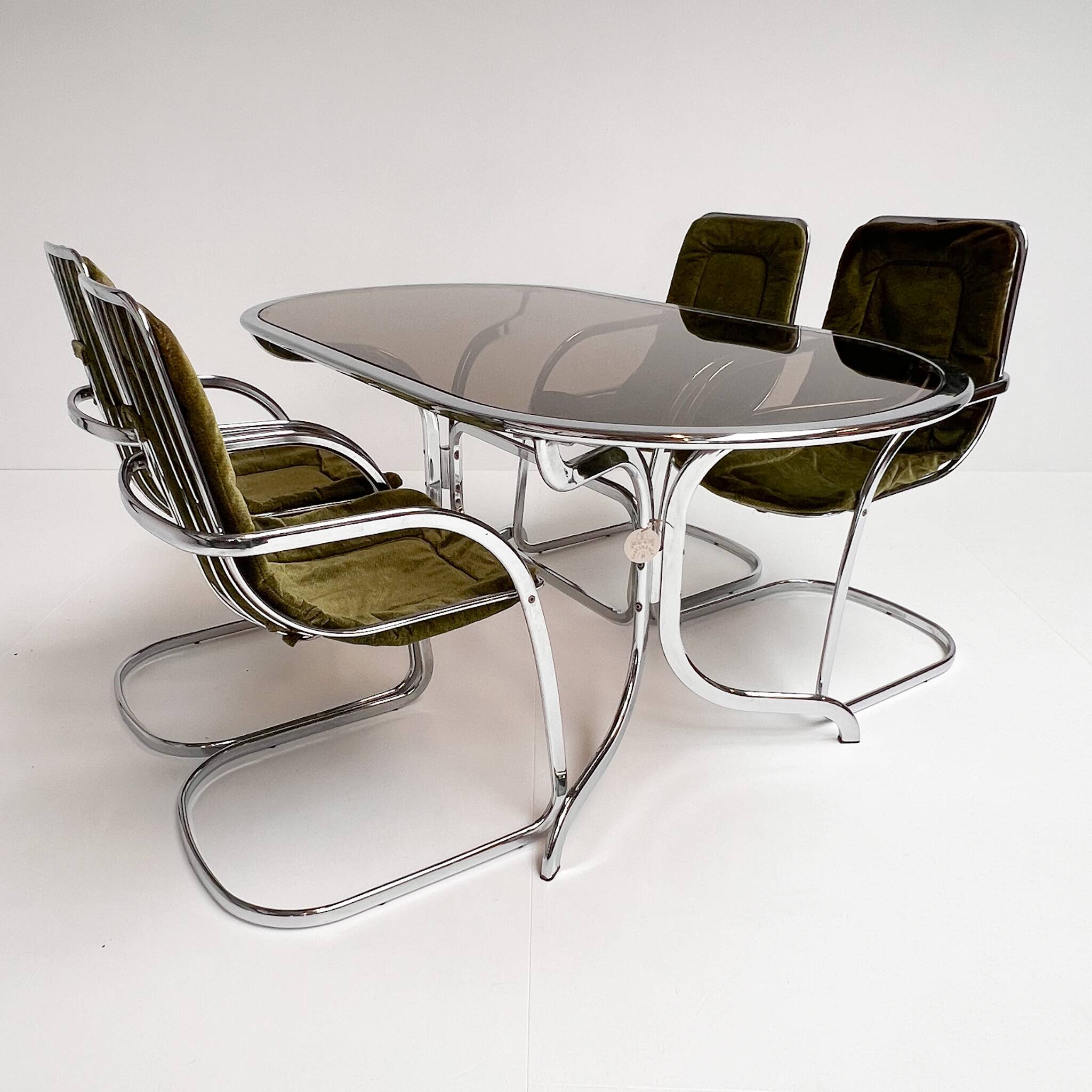 Set of 4 chrome wire chairs by Gastone Rinaldi for Rima, 1960s