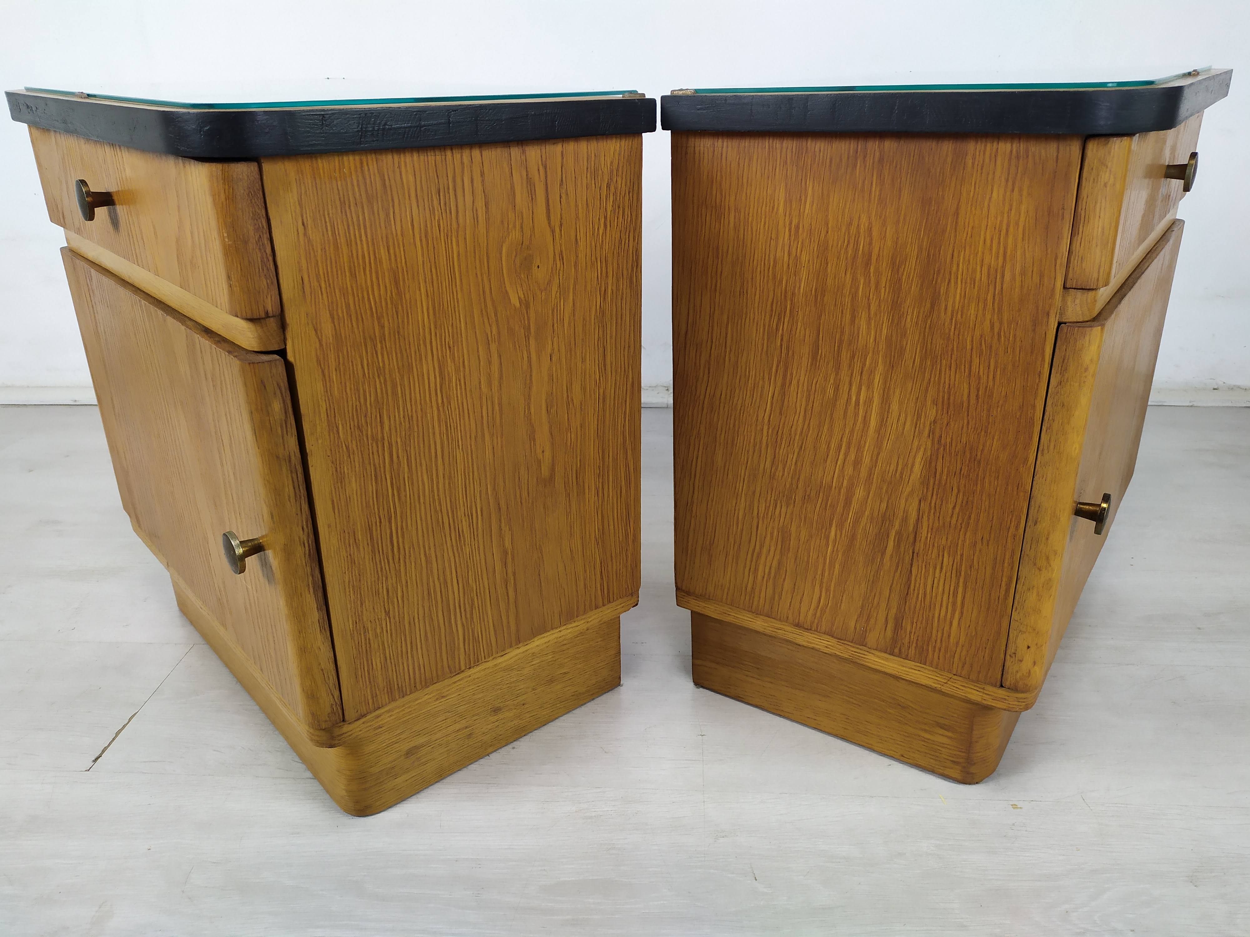 Pair of vintage oak bedside tables