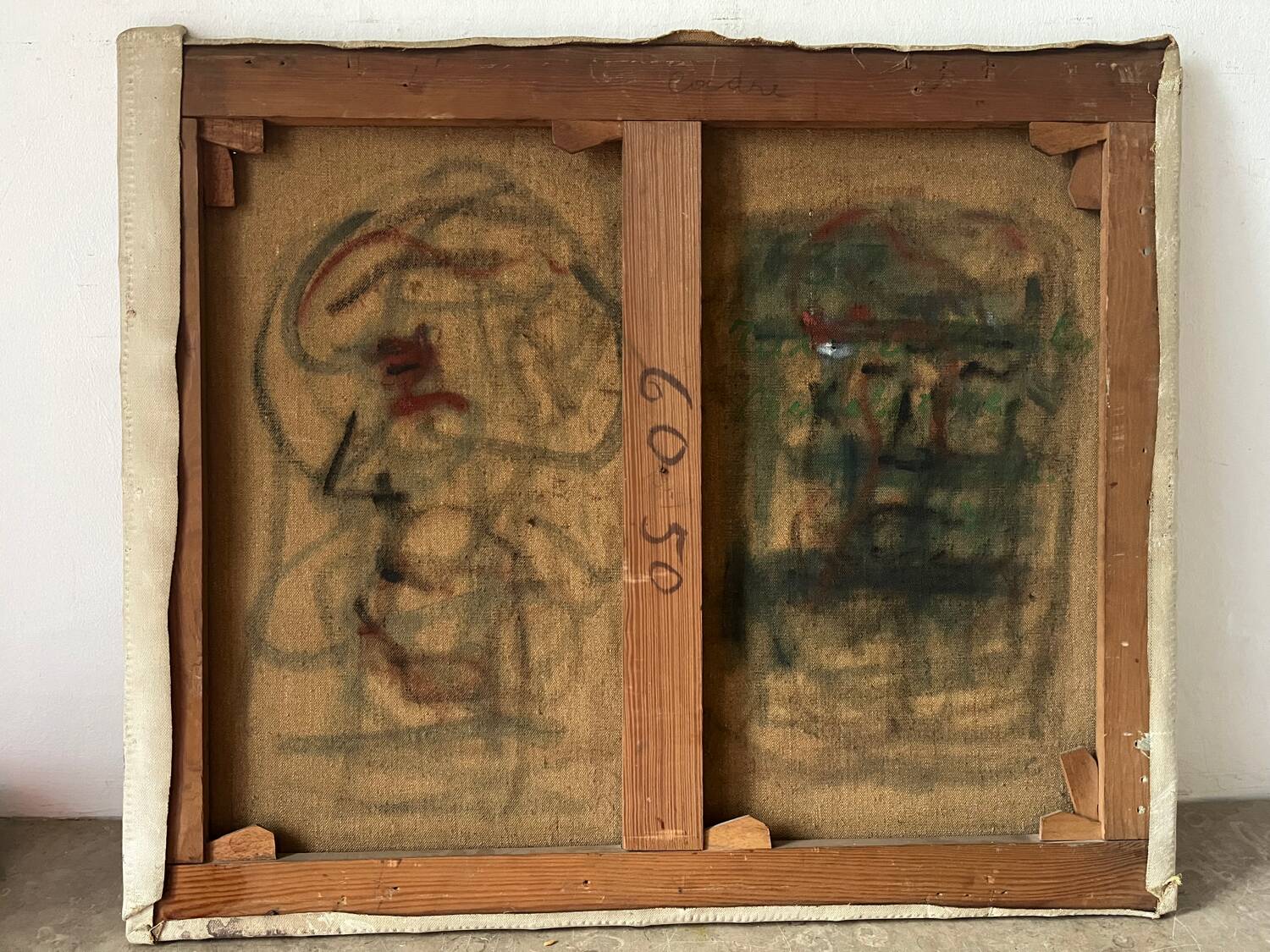 Bouquet of carnations in a blue and white vase, signed