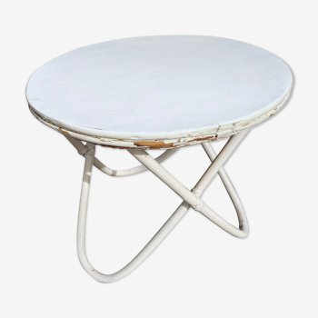 Table tripode bambou rotin vintage