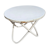 Vintage rattan bamboo tripod table