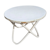 Vintage rattan bamboo tripod table