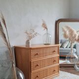 Vintage rattan chest of drawers