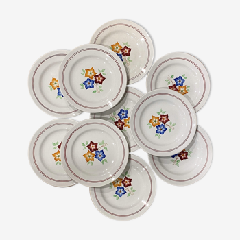 Set of 10 dessert plates in opaque porcelain Moulin des Loups - La Ruche