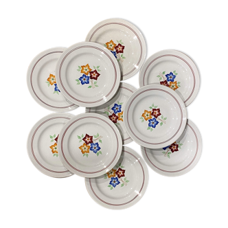Set of 10 dessert plates in opaque porcelain Moulin des Loups - La Ruche