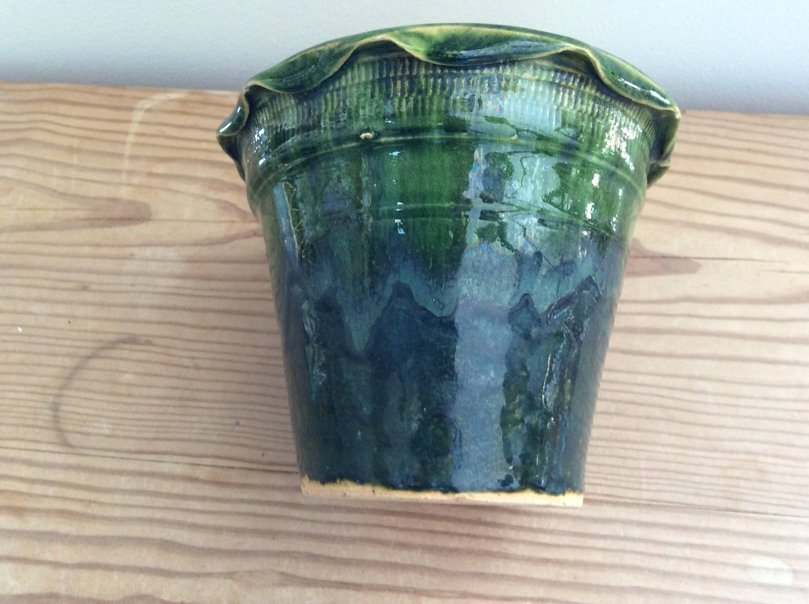 Glazed terracotta flowerpot