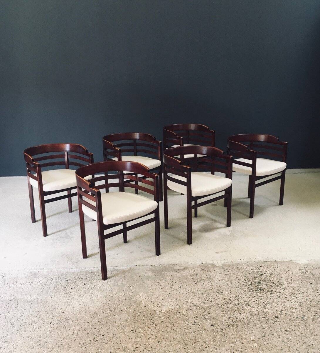 Mid-Century Modern Curved Dining Chairs, Italy, 1970s, Set of 6