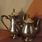 Set of 2 silver metal pourers punched and numbered