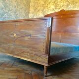 Bed frame double wood  inlay vintage