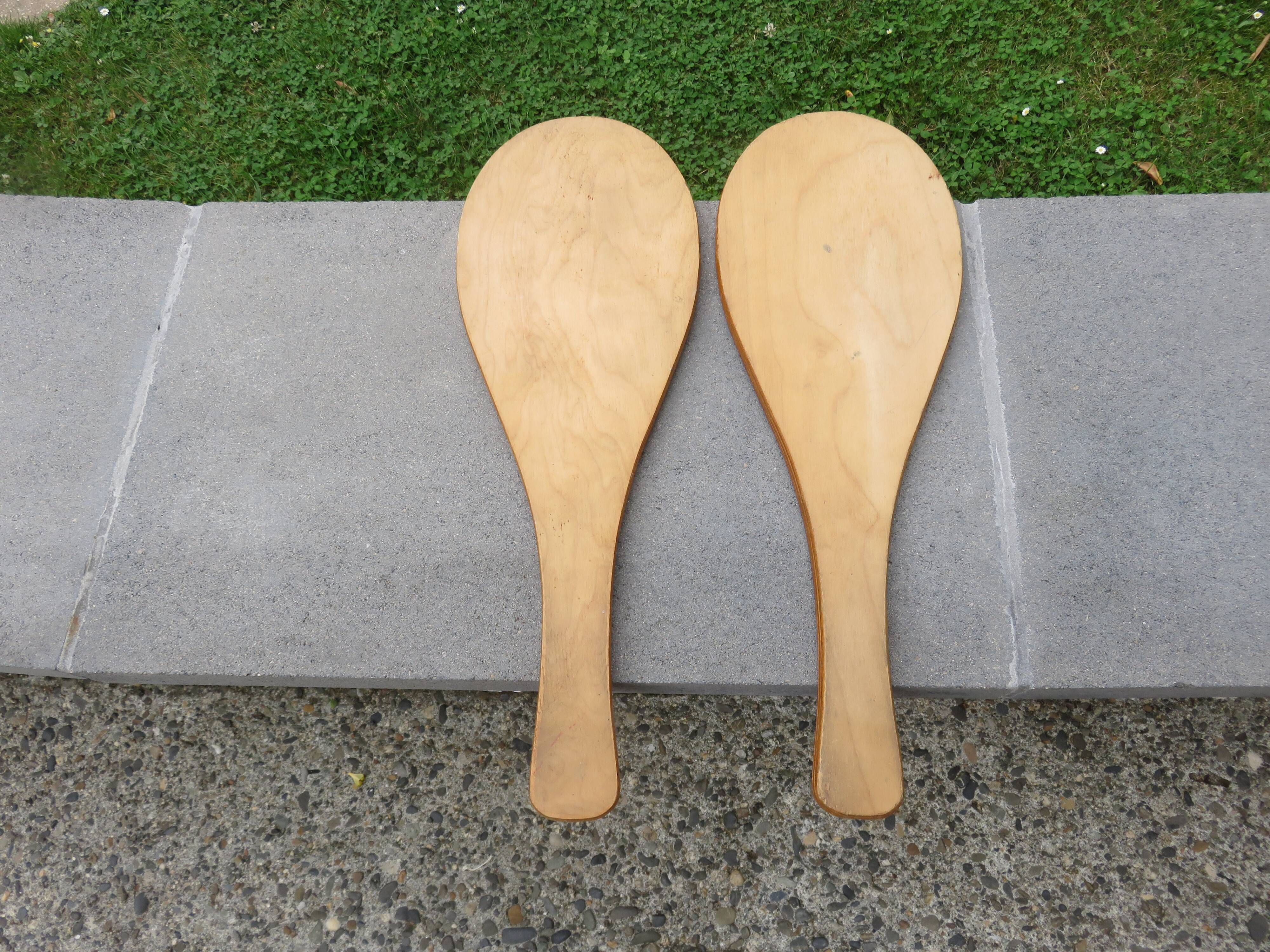 Pair of wooden "jokari" snowshoes, Basque country, 1960