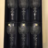 Set of six bohemian crystal wine glasses