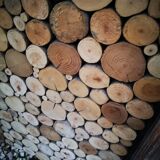 Patinated wooden fireplace