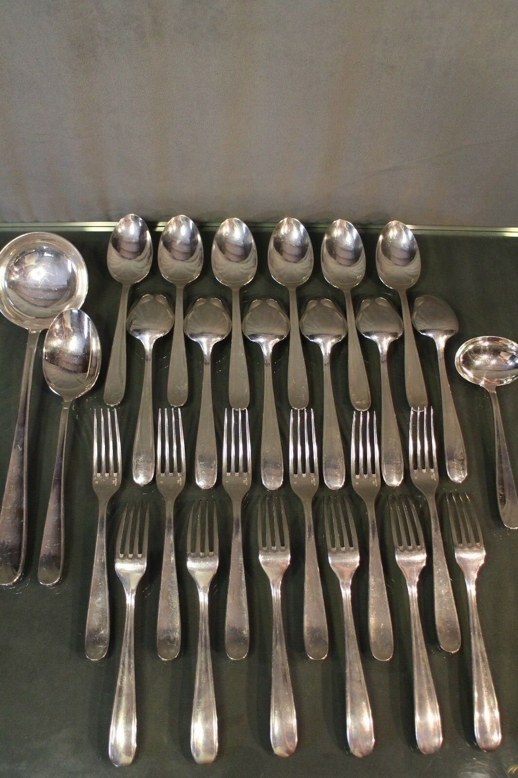 Silver metal housewife signed Christofle spoons and forks