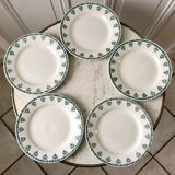 Set of 5 flat plates Terre de Fer Saint-Amand late nineteenth