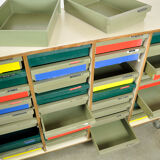 Dutch schoolcabinet with coloured drawers, 1970s