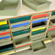 Dutch schoolcabinet with coloured drawers, 1970s