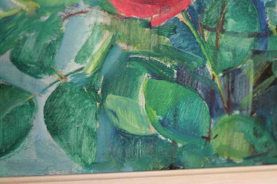 Original mid-century Swedish oil on panel – “Bloomer” by Hans Ripa – vintage & framed – 61.5 × 53 cm