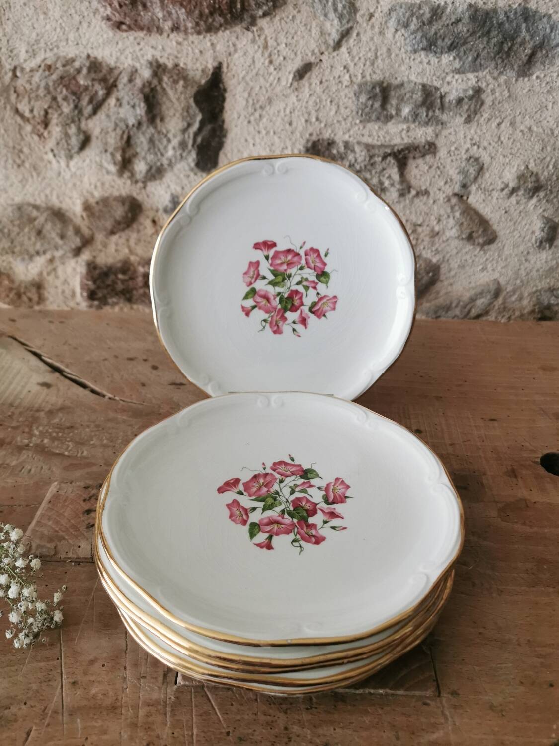 6 gien dessert plates, liseron