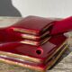 Art Deco burgundy red ceramic candlestick