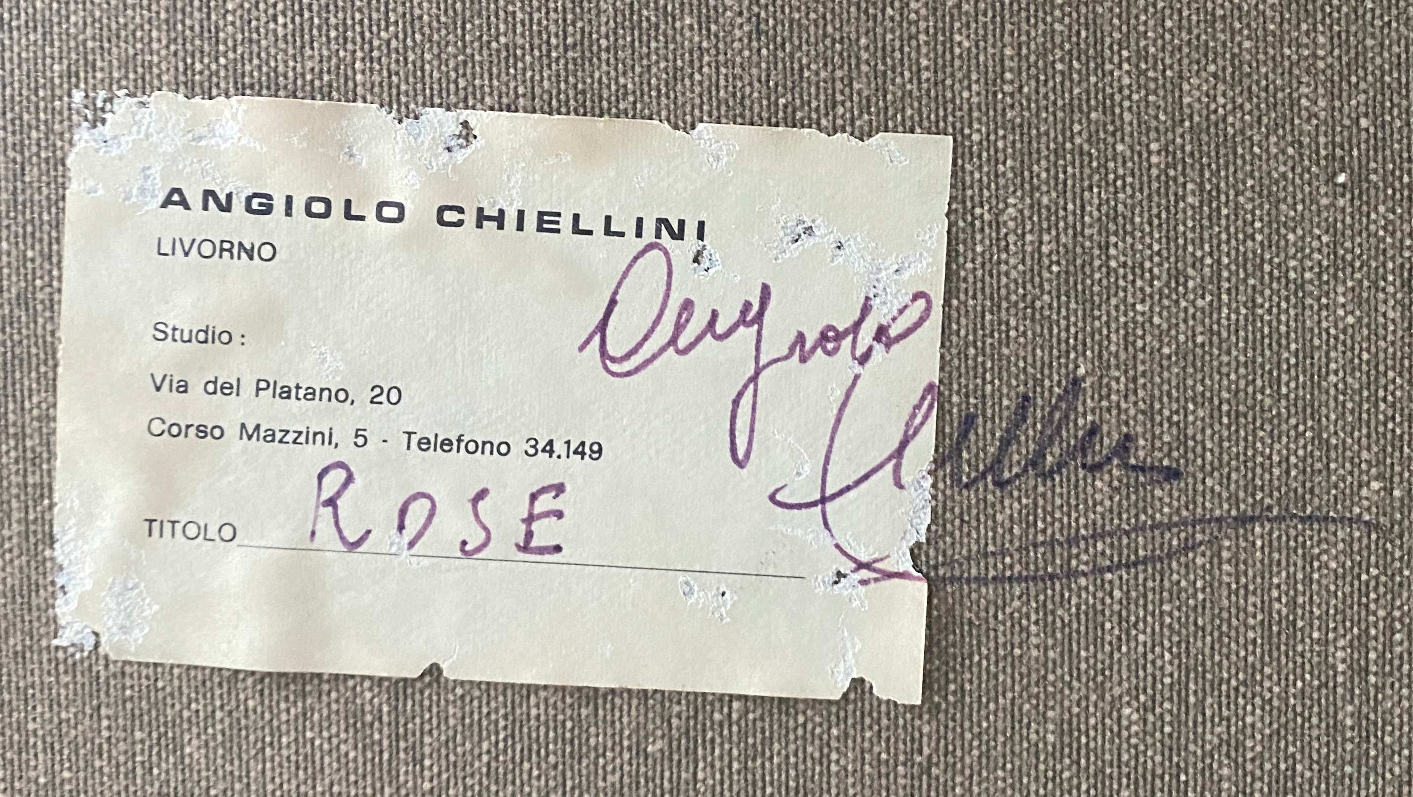 HST painting "Bouquet of flowers" by Angelo Cesare CHIELLINI (1916-1991) Italy