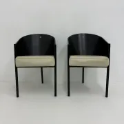 Postmodern set of 2 leather chairs  Italy, 1980