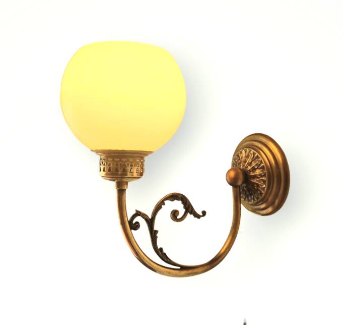 Pair of Napoleon III style brass and opaline wall lights